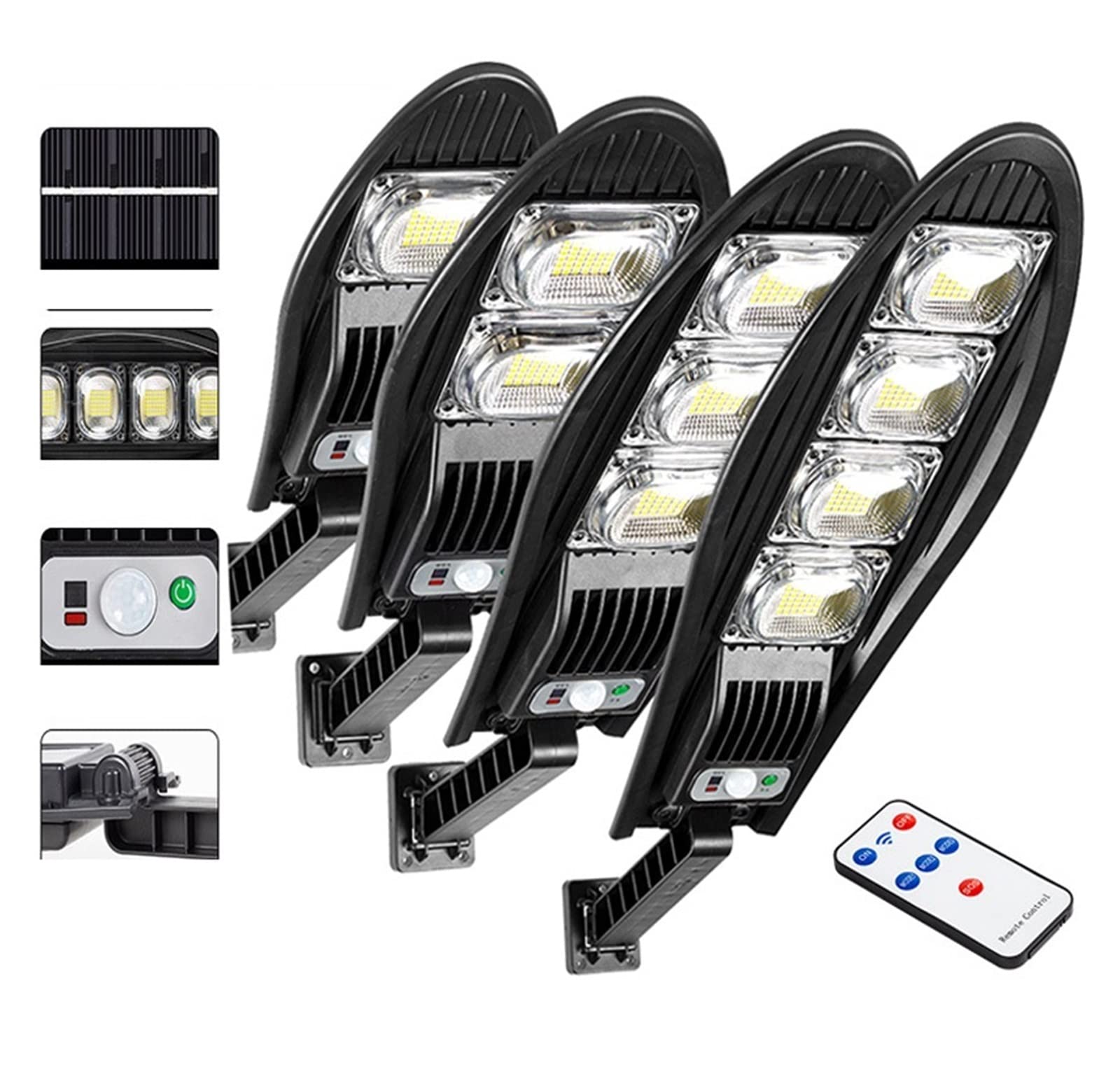 Zewnętrzna lampa solarna, 10000W ulepszona 168LED słoneczna lampa uliczna zewnętrzna wodoodporna dioda LED do ściany ogrodowej regulowany kąt lampa słoneczna wbudowana 10000mAH(42LED)