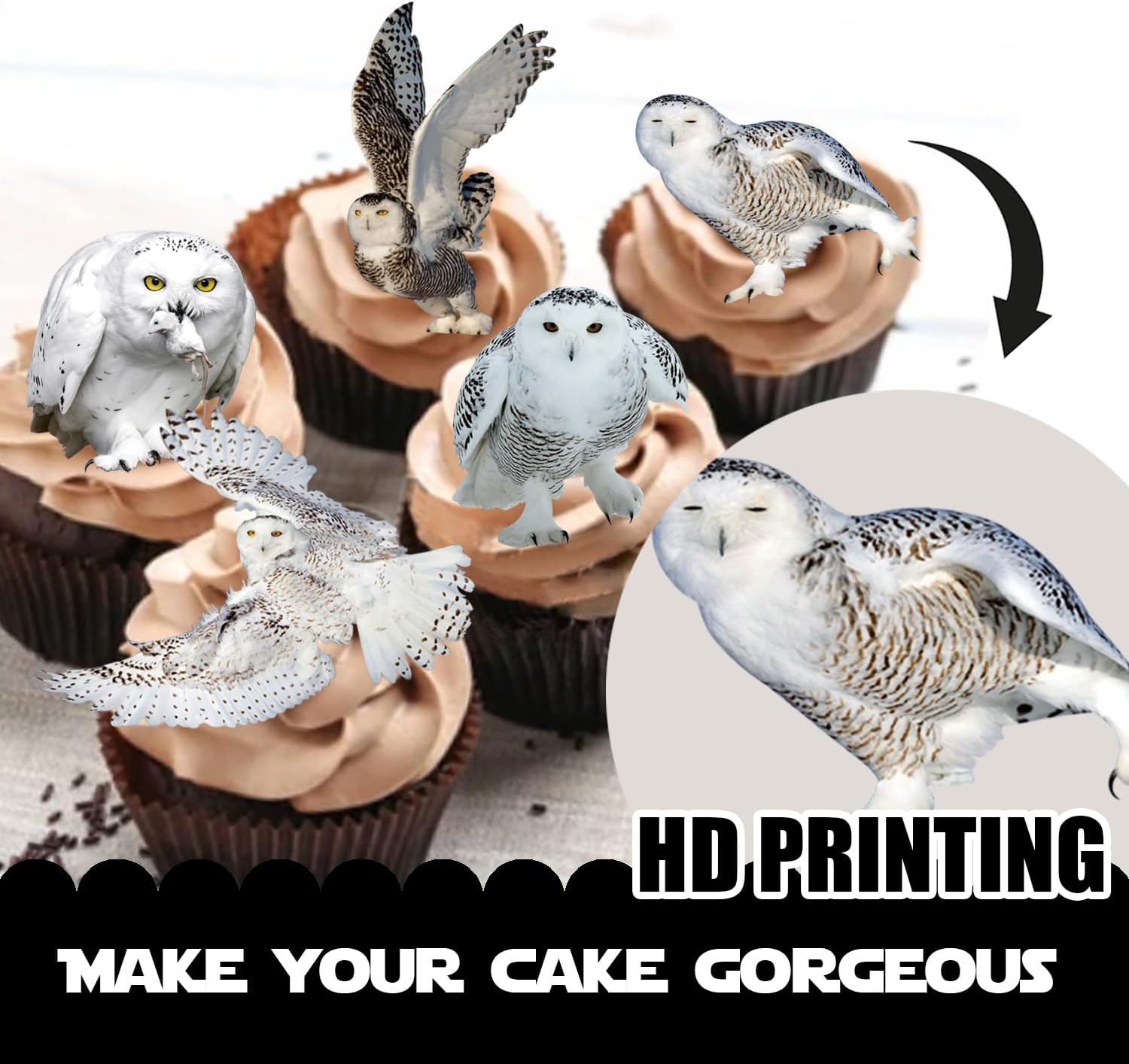 18pcs White Glitter Owl Dessert Cupcake Topper Flying Bird Nature Theme Decor Supplies Baby Shower Boys Girls Happy Birthday Party Decorations - Image 3
