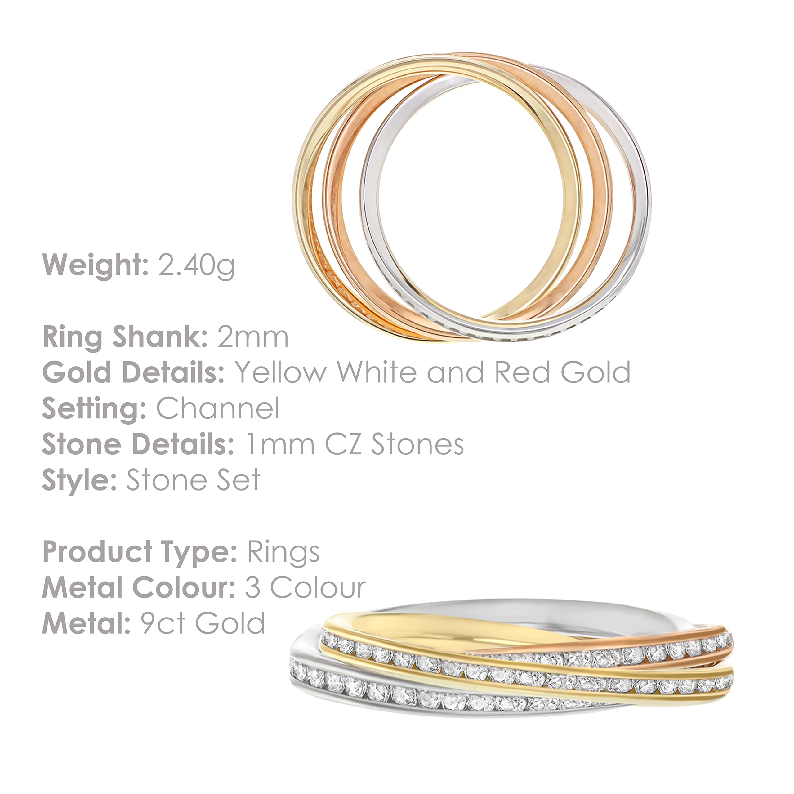 Carissima Gold Anillo de mujer con oro tricolor de 9K, circonita