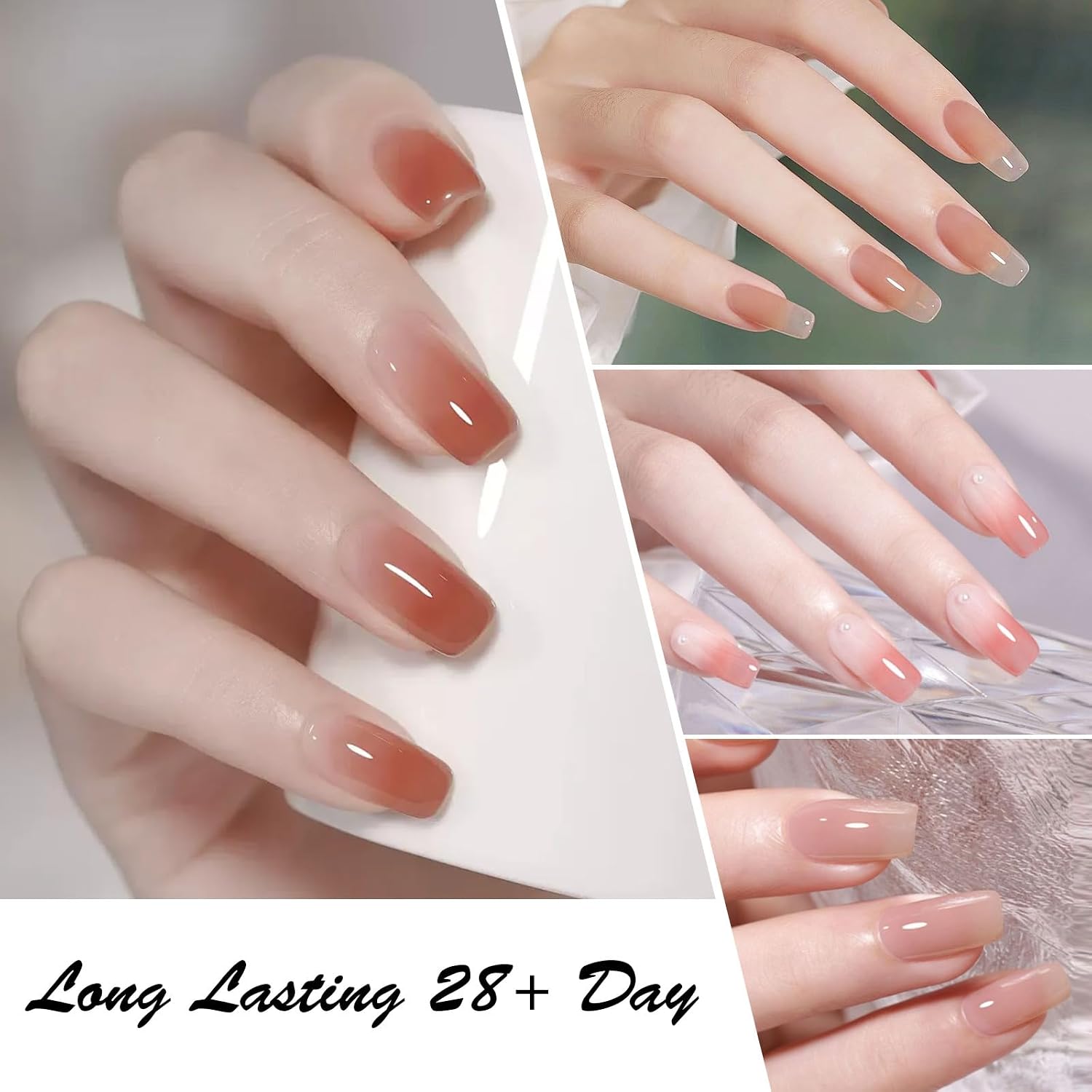 CANNI 30Pcs Jelly Gel Nail Polish Set - 9ML Transparent Nude Brown Red Pink Milky White Gel for French Manicure, Soak Off UV LED Nail Kit for Salon & DIY Home Use