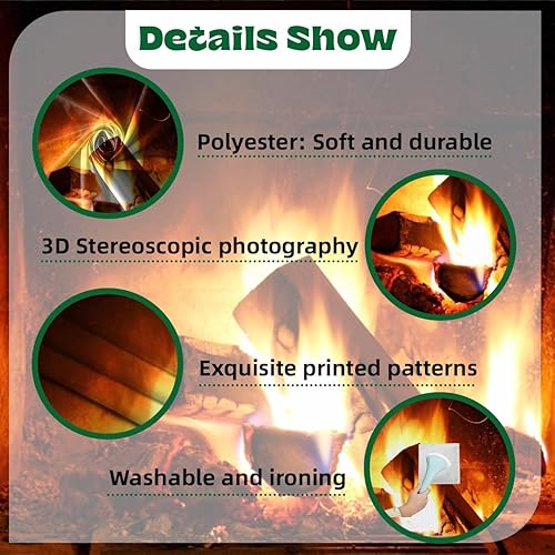 Miniatura 7 de Telón de fondo de leña ardiente de 5 x 3 pies, chimenea ardiente, fuego ardiente, bosques en llamas, fondo cálido, fotografía, invierno, camping,