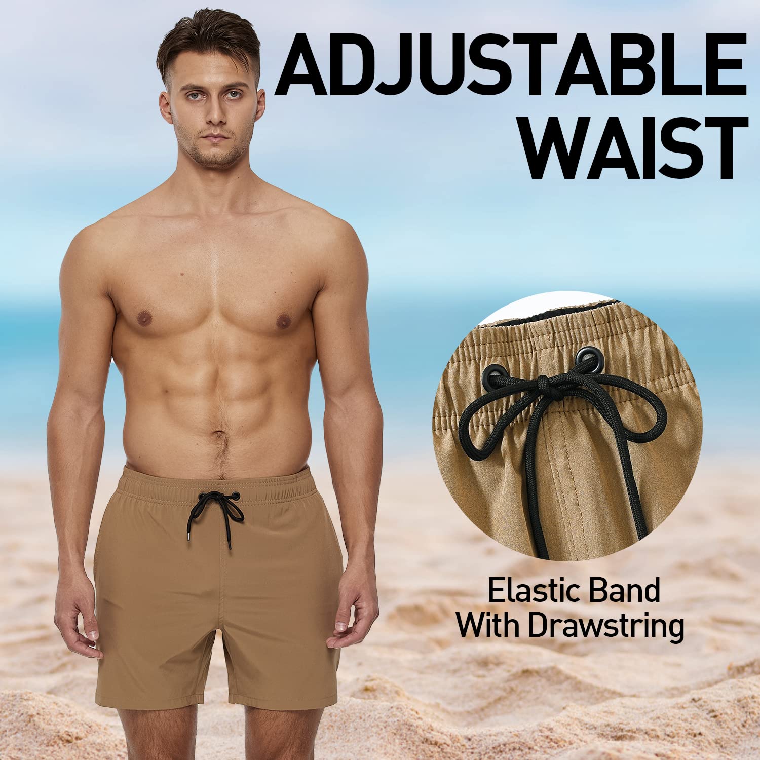 Arcweg Pantaloncini da Bagno Uomo Asciugatura Veloce Calzoncini da Bango Mare Beach Costume da Bagno Fodera Rete con Taschino e Coulisse Trunks