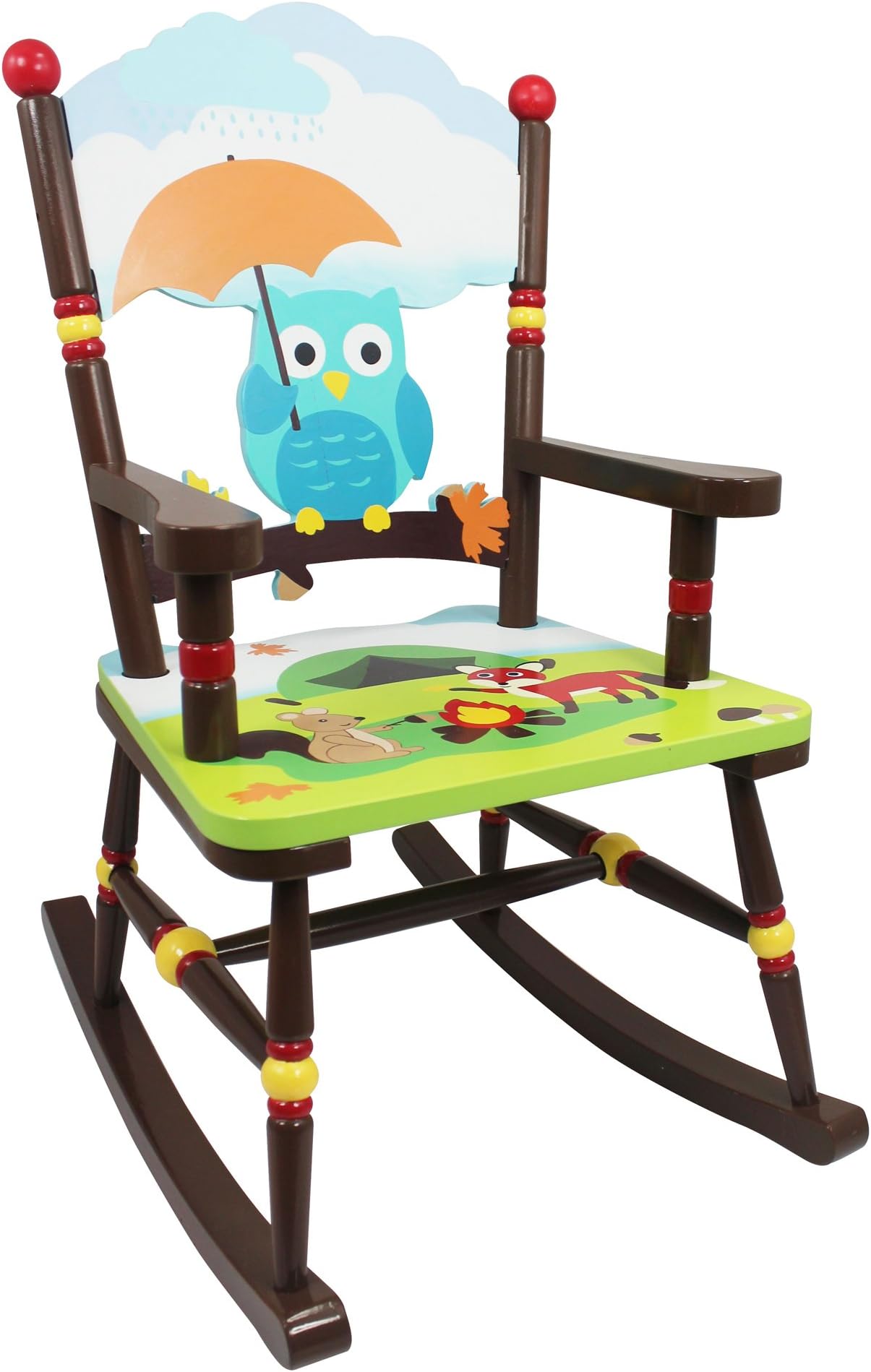 Fantasy Fields - Enchanted Woodland themed Kids Wooden Rocking Chair | Hand Crafted & Hand Painted Details | Child Friendly Water-based Paint