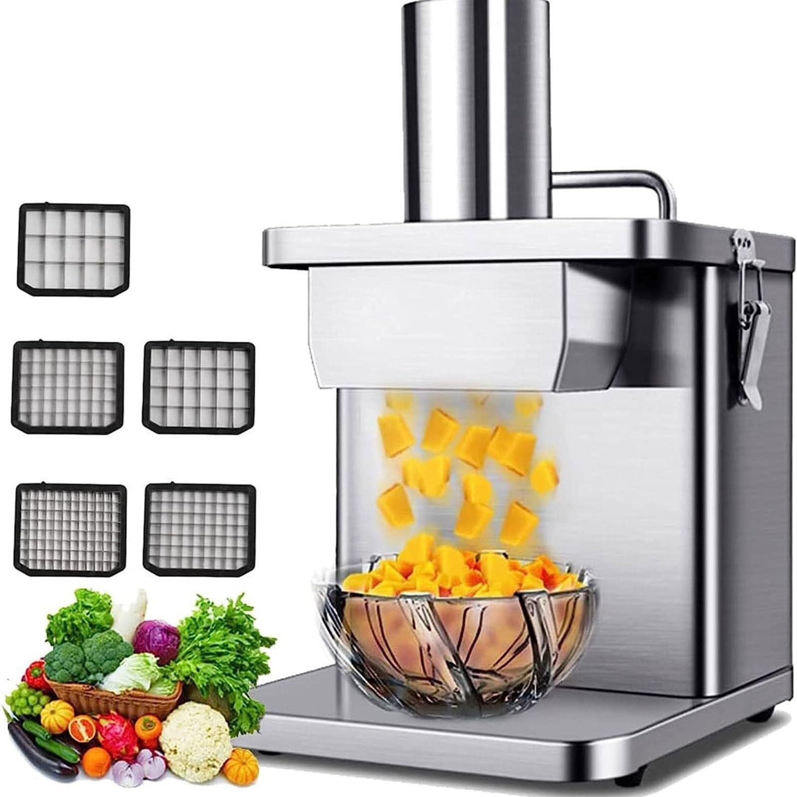 Coupe-légumes professionnel automatique VZXATYOP à 5 lames pour hacher oignons et carottes en cubes
