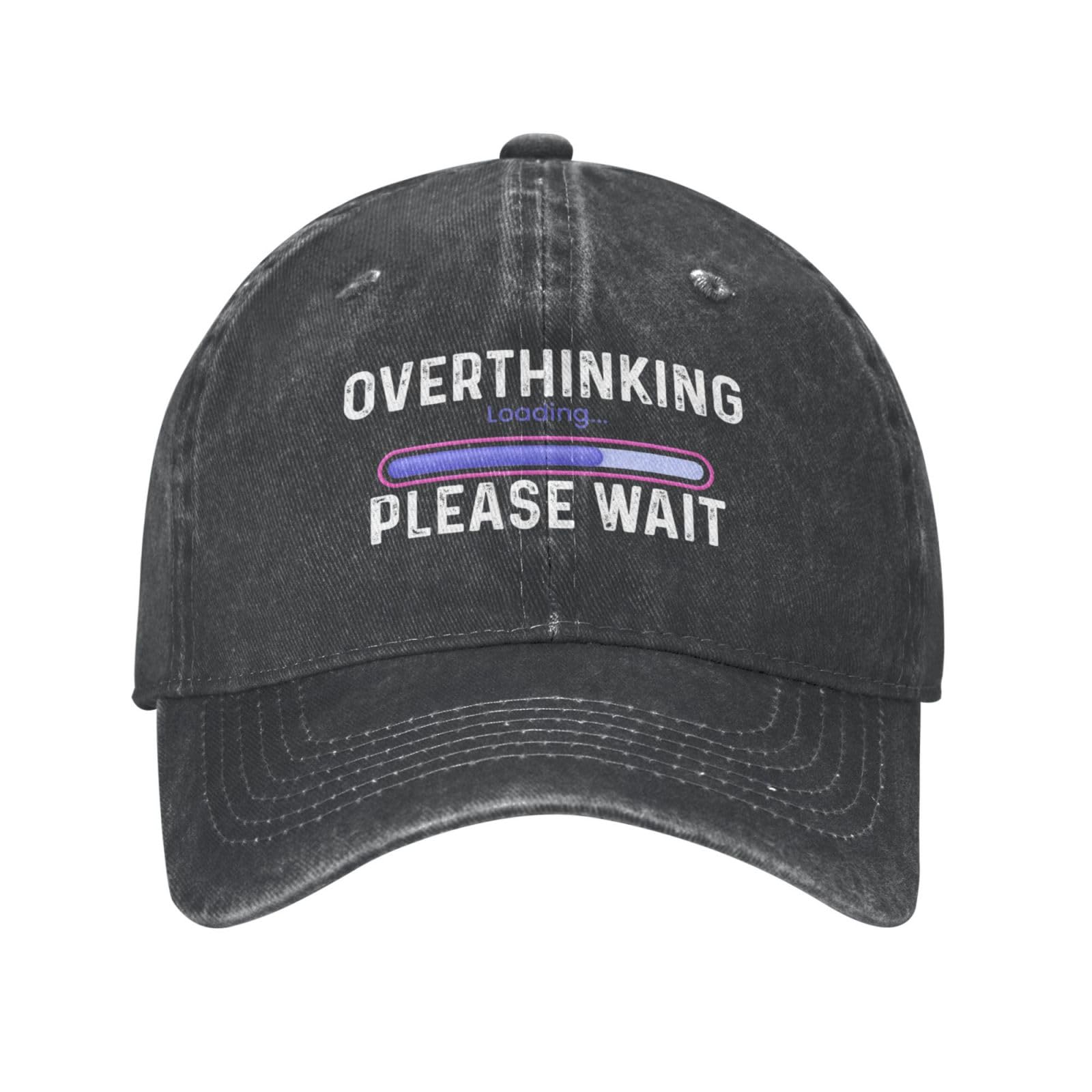 GQWJKSZ Overthinking Please Wait Hat Men Baseball Hats Graphic Cap Black