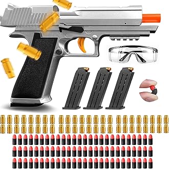 Soft Bullet Toy Gun with Ejecting Shells – Safe EVA Foam Bullets Toy Pistol, Educational Toy Gun for Kids, Boys, Gifts, Outdoor Play, Role Play, Easy to Use and Fun Shooting Experience