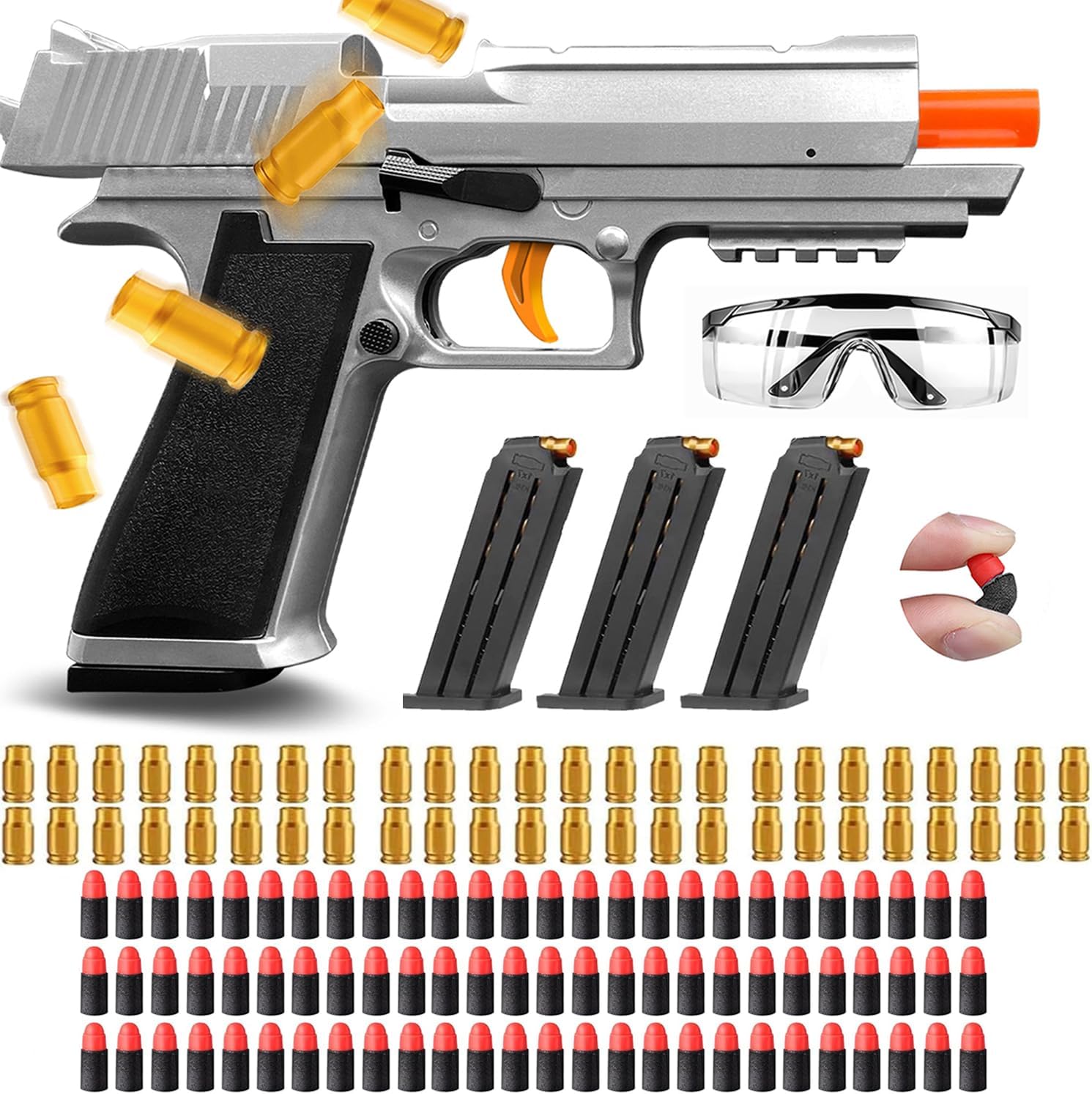 Soft Bullet Toy Gun with Ejecting Shells – Safe EVA Foam Bullets Toy Pistol, Educational Toy Gun for Kids, Boys, Gifts, Outdoor Play, Role Play, Easy to Use and Fun Shooting Experience
