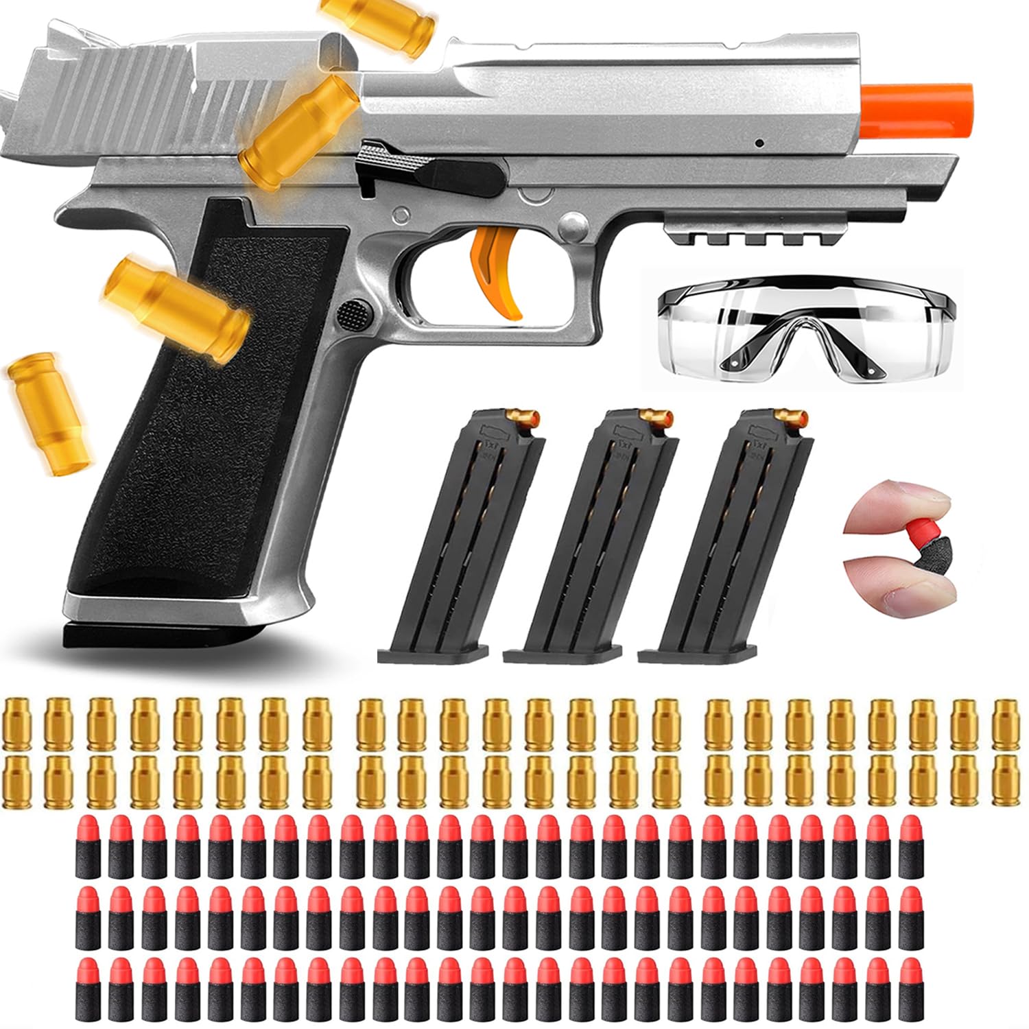 Soft Bullet Toy Gun with Ejecting Shells – Safe EVA Foam Bullets Toy Pistol, Educational Toy Gun for Kids, Boys, Gifts, Outdoor Play, Role Play, Easy to Use and Fun Shooting Experience