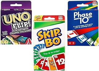 Mattel Flip, Phase 10 and Skip-Bo Card Game, Combo Pack of 3