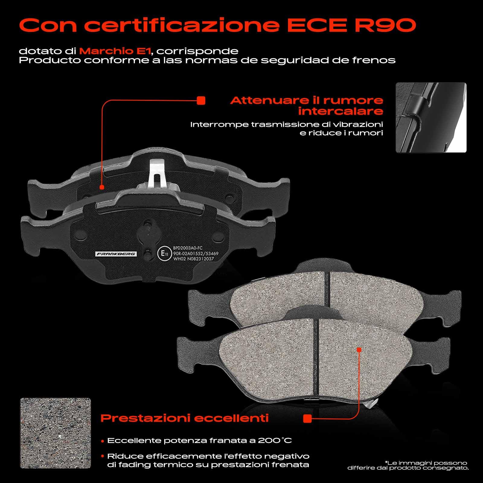 Frankberg 1 set freni incl. 2 dischi freno + 4 pastiglie freno anteriori | 044650D210, 435120D060000; Compatibile con: Yaris P13, Yaris P9