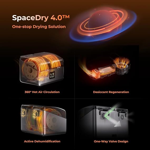 Creality Upgraded Filament Dryer 4 Spools, Space Pi X4 Filament Storage Box, Dual Independent Heating Chambers, Up to 85℃,Compatible with PLA PETG ABS,TPU,PC,PA,PAHT