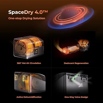 Creality Upgraded Filament Dryer 4 Spools, Space Pi X4 Filament Storage Box, Dual Independent Heating Chambers, Up to 85℃,Compatible with PLA PETG ABS,TPU,PC,PA,PAHT
