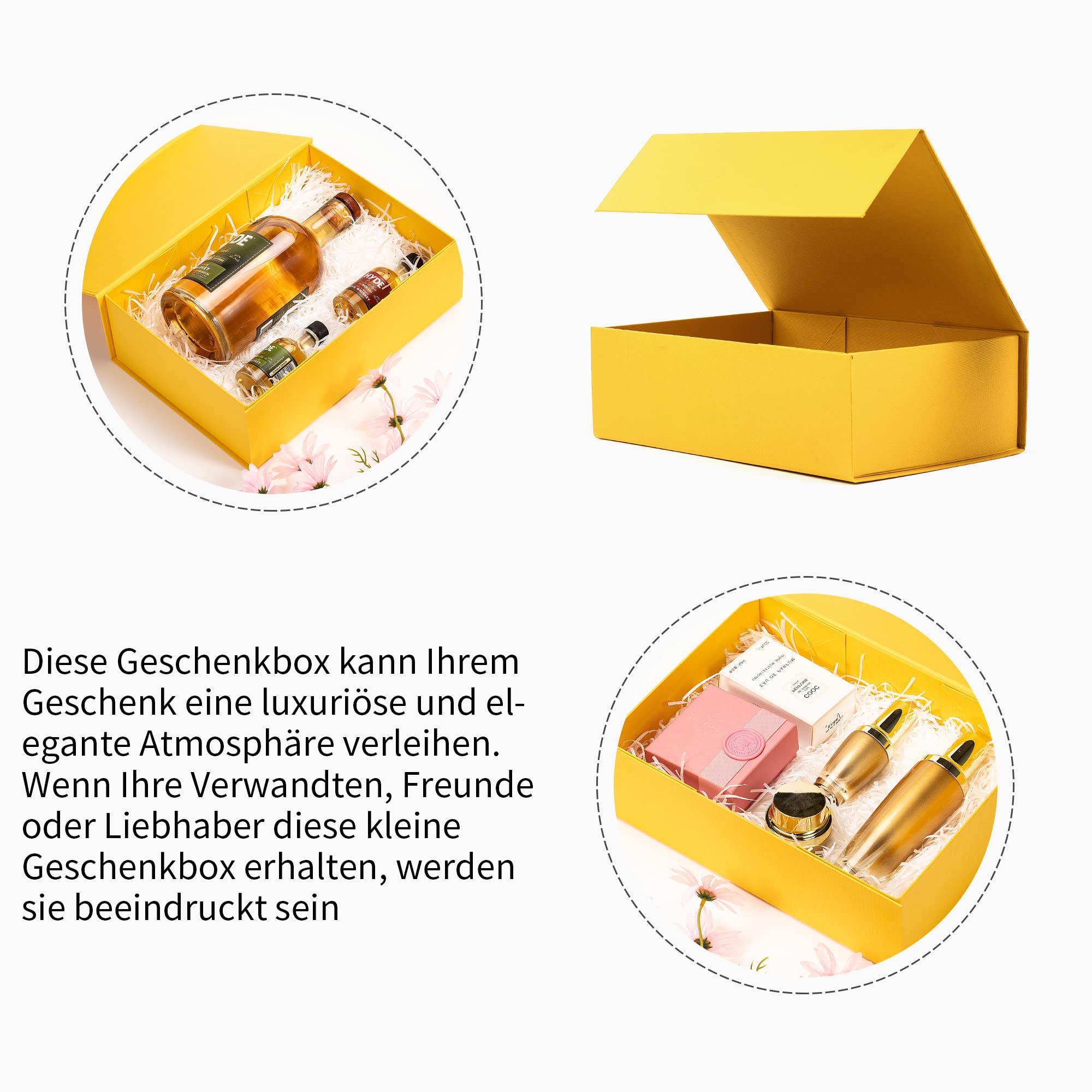 ADEL DREAM Faltende Geschenkbox für Kleidung - 10 Stück, Groß, Goldgelber