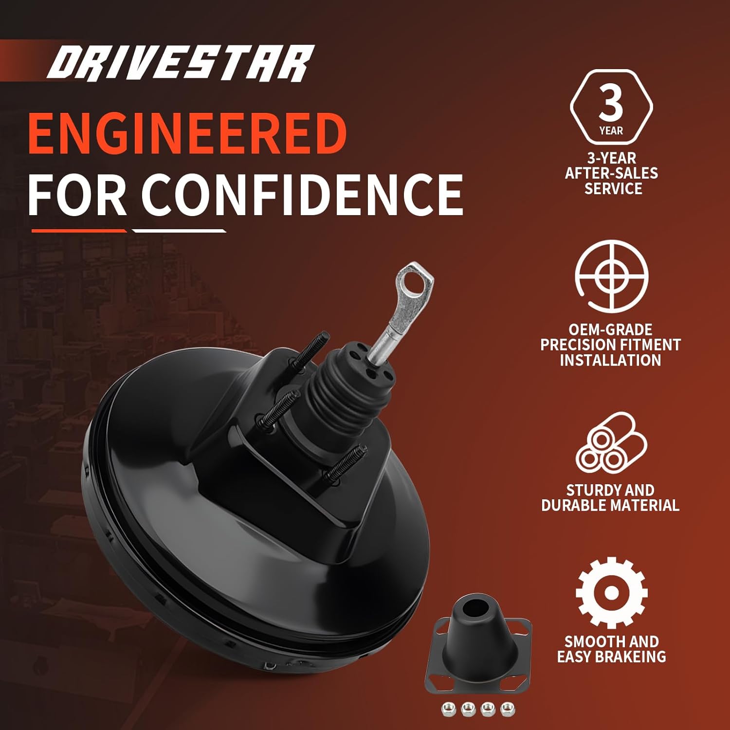 DRIVESTAR 54-74210 Power Brake Booster without Master Cylinder, fit 1989-1993 for Ford Bronco/ F150/ 1989-1992 for F250/ 1988-1990 for F200, replace for E9TZ2005B