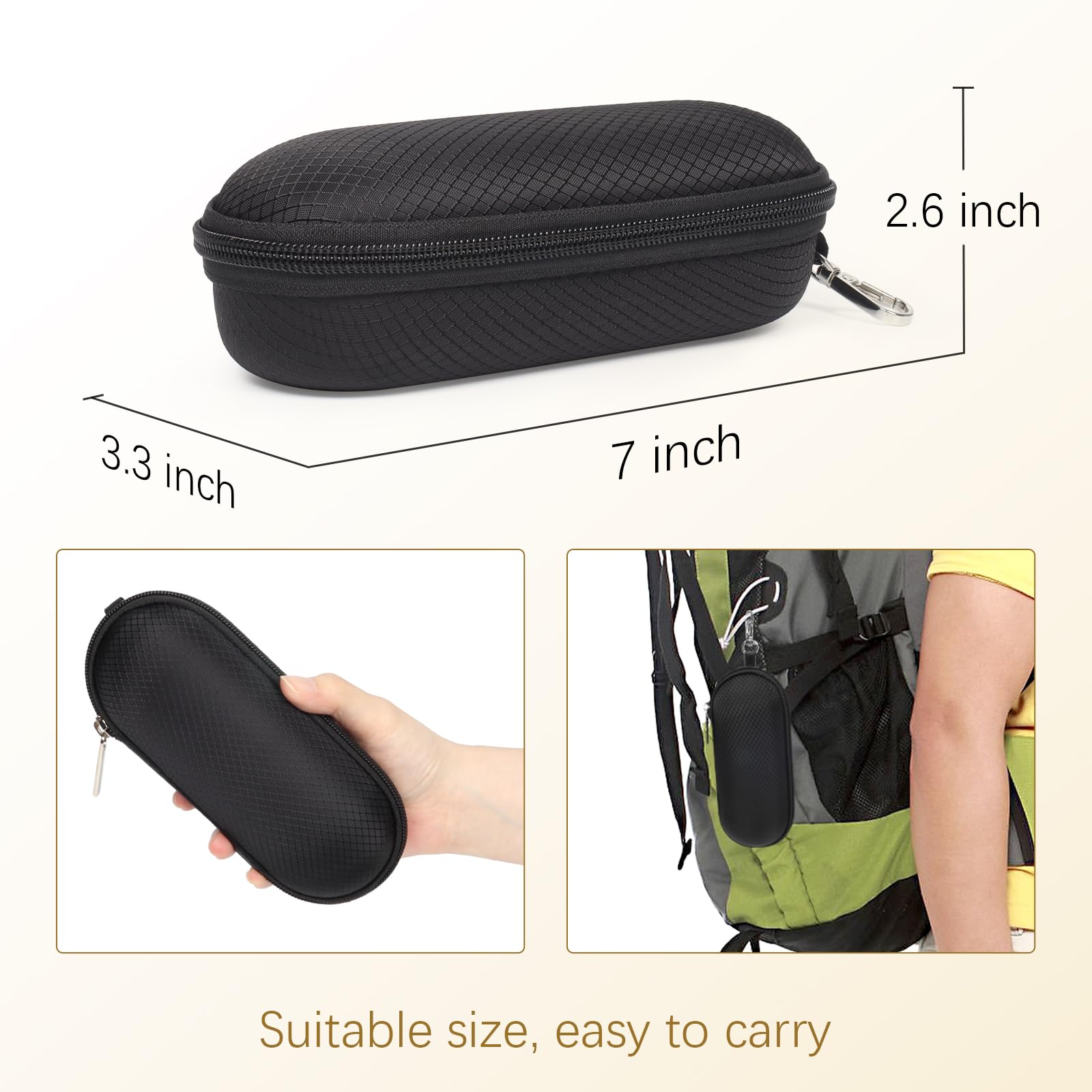 Bukere Funda para gafas con clip, gafas de sol de viaje portátiles con cremallera para mujeres y hombres