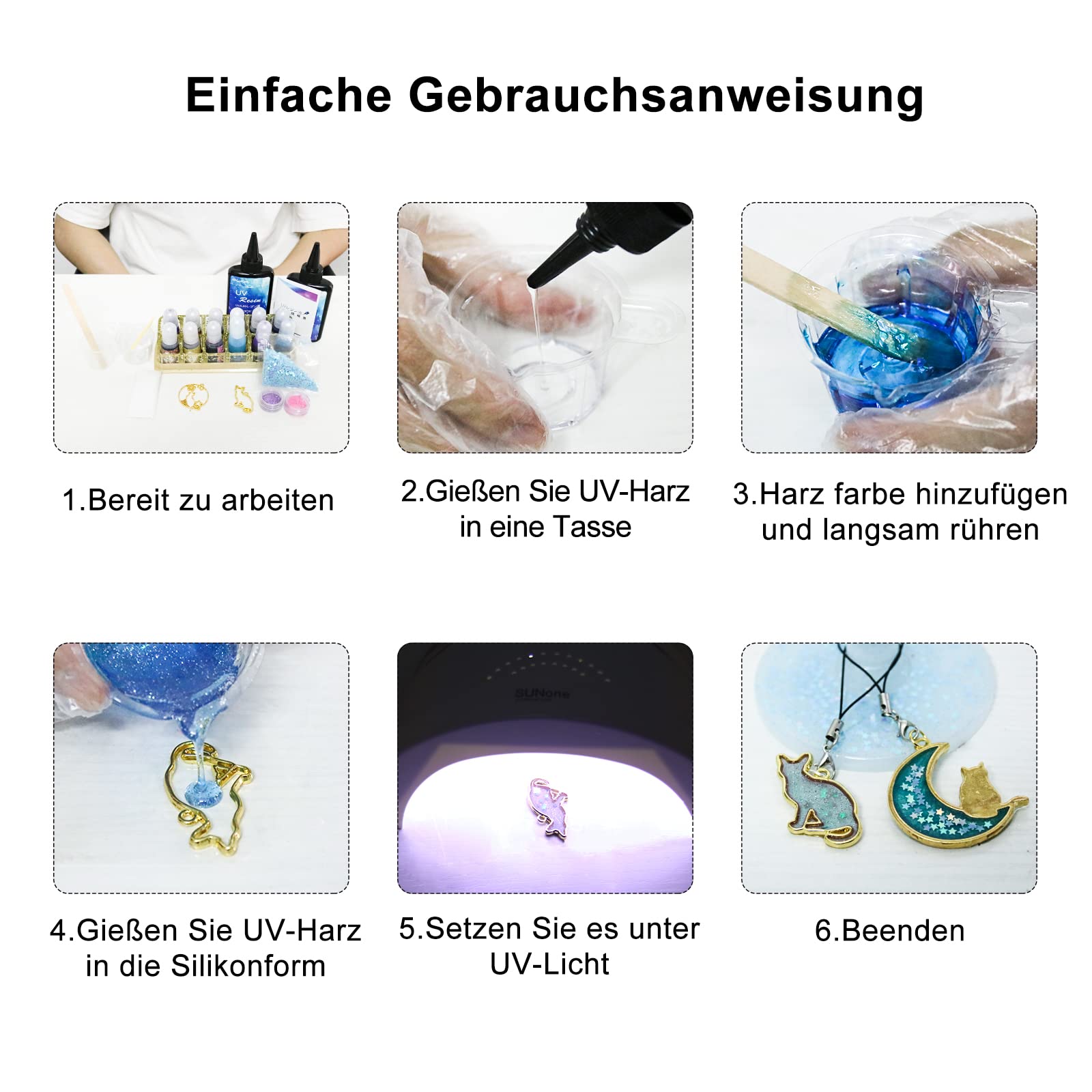 JDiction UV-Harz, Upgrade 500g UV-Epoxidharz, kristallklarer, harter Kleber, solarhärtendes, sonnenlichtaktiviertes Harz für handgefertigten Schmuck, DIY-Basteldekoration, Gießen und Beschichten