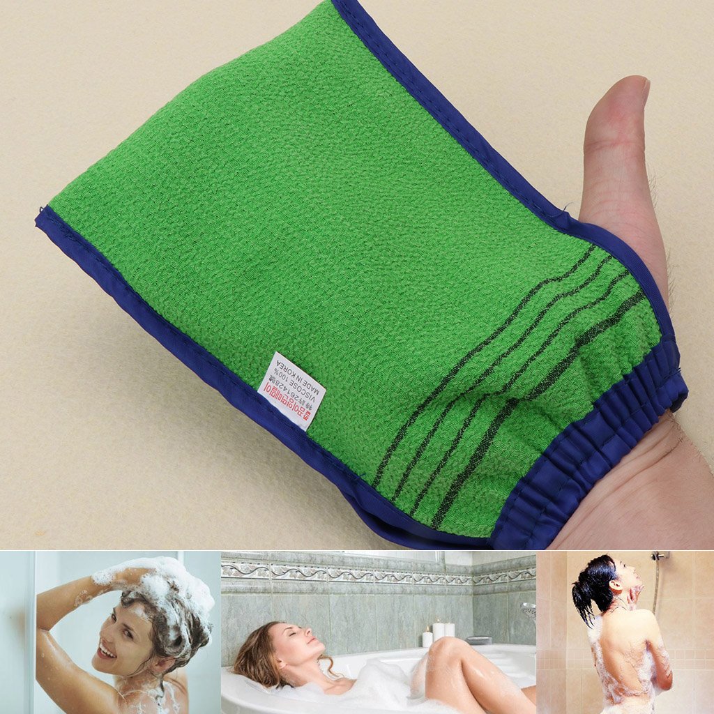 Korea Hammam Peeling-Handschuh – Grüner Body Scrubber, Sanftes Peeling Für Tote Haut, Für Gesicht & Körper, Wiederverwendbar & Reisefreundlich