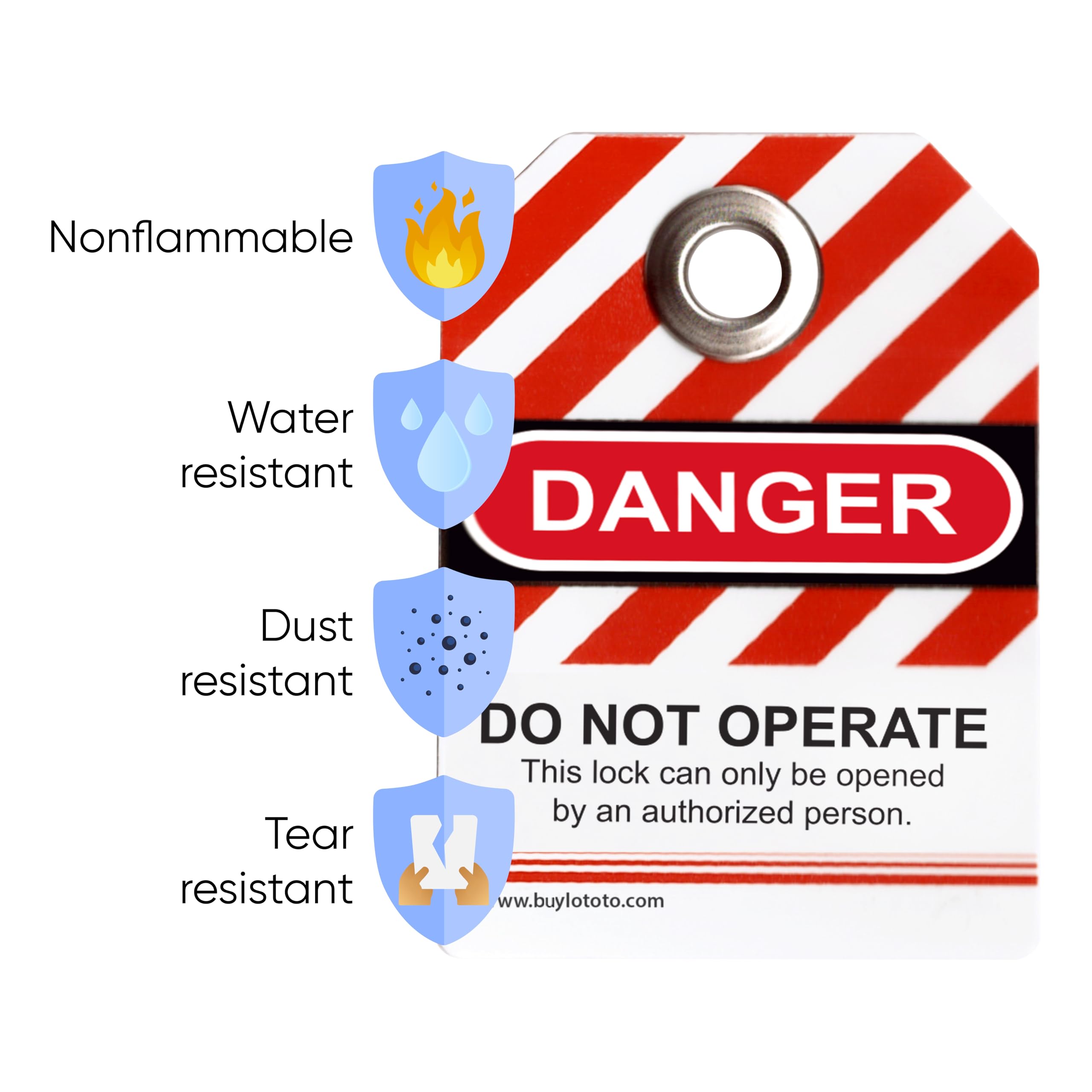 Lockout Tagout Tags - Pack of 50 Premium Vinyl Danger Do Not Operate Tags, 0.50mm Thick, 2x2.8-inch, Water-Resistant, OSHA Compliant, Customizable - Pack of 30/50/100 (50)