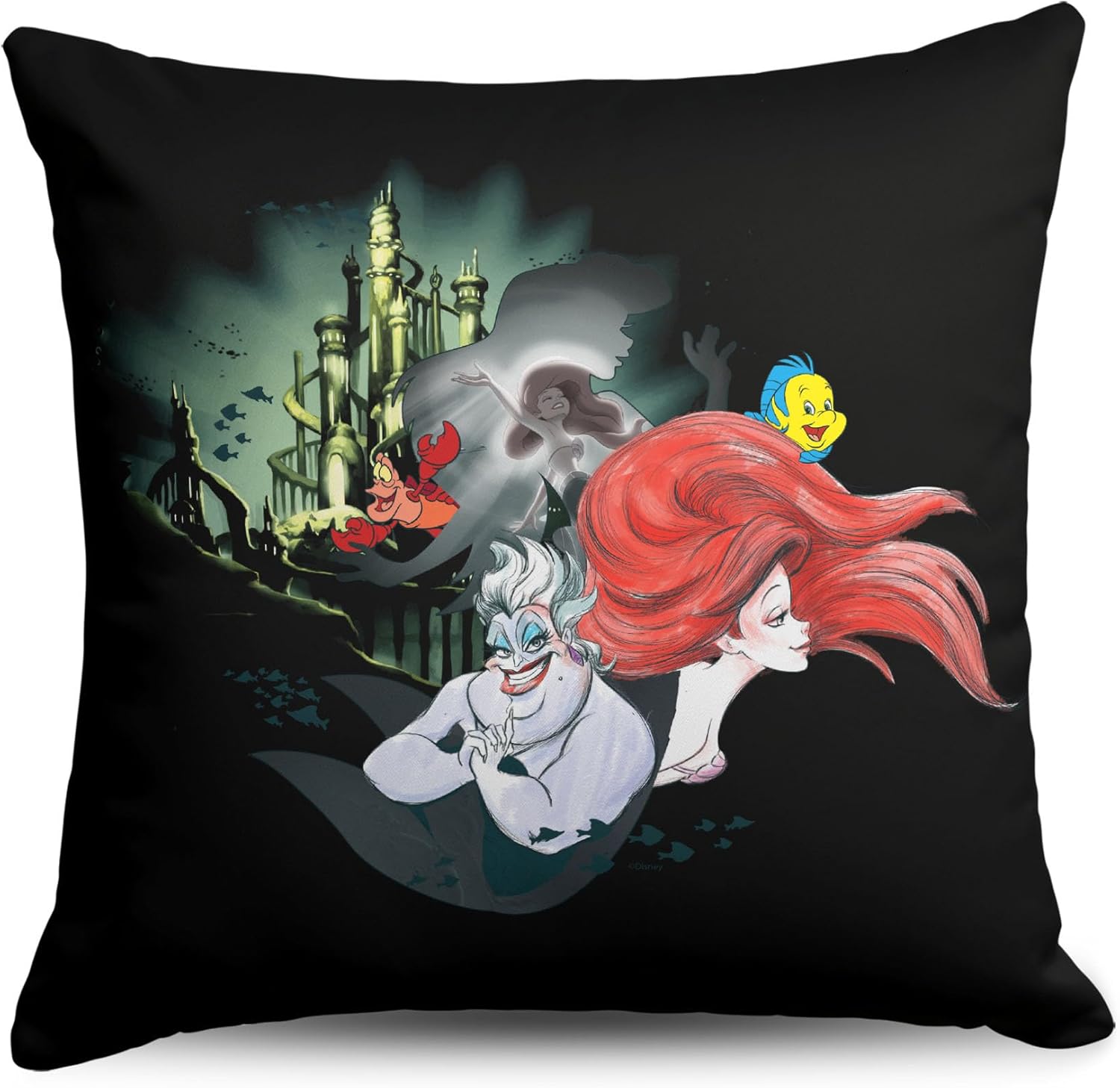 NORTHWEST Disney Little Mermaid Classic Throw Pillow, Ariel's Quest, 18 x 18 inches