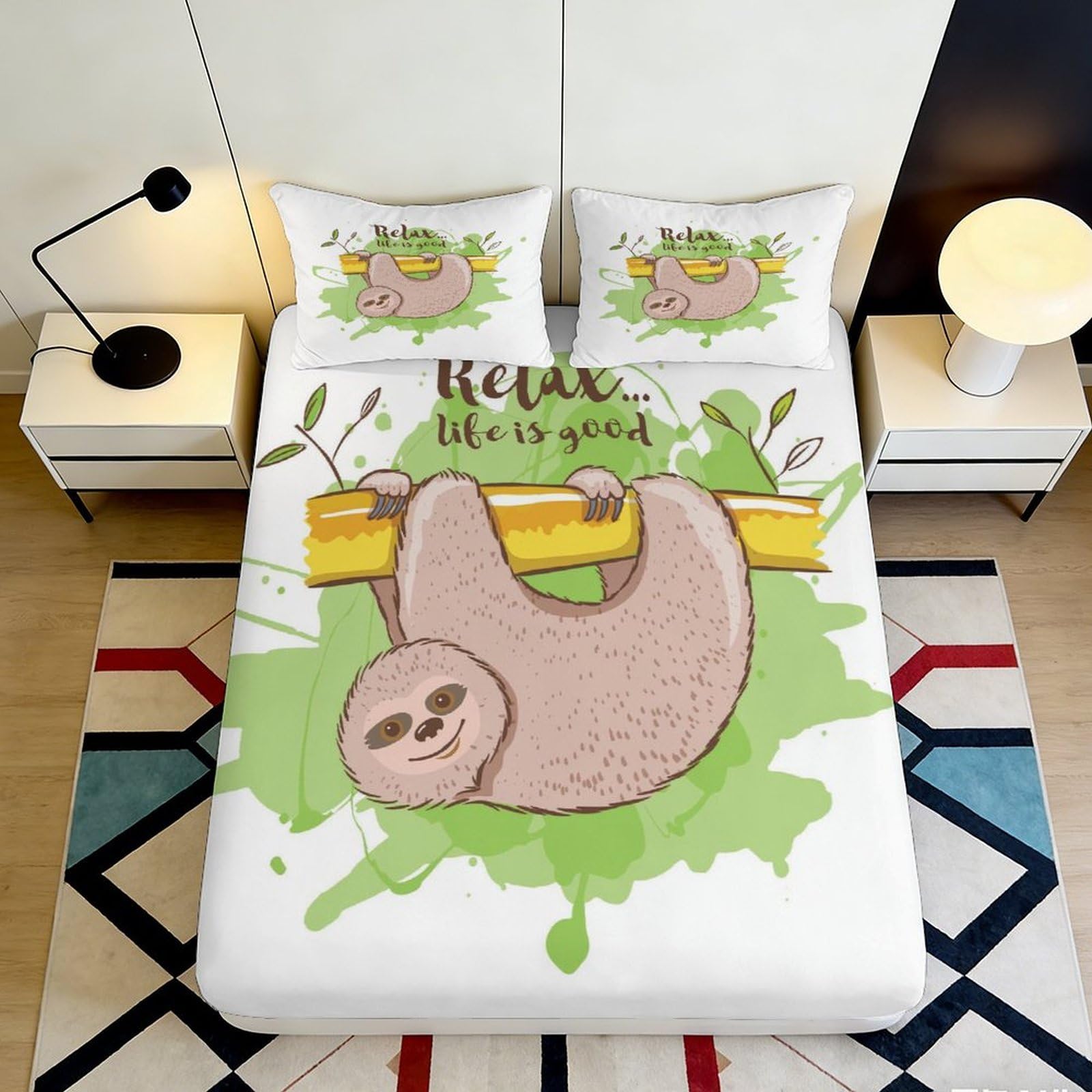 Pnayamiorkfel Style-4 3D Printed Relaxing Sloth Fitted Sheet Microfiber Soft Bedroom Decor Animal Bed Cover For Home Guest Room Dorm 90X200x25cm