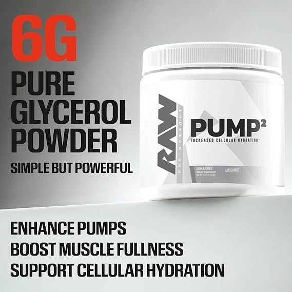 RAW Pump2 Pre Workout | Glycerol Pump Pre Workout Supplement, Pair Pump Supplement for Best Results Or Any Preworkout Powder | Enhanced Hydration and Boost Energy | Unflavored (20 Servings)