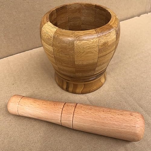 Miniatura 2 de Maja de madera, mini cuenco de molienda de madera y maja Set de picadora de ajo, triturador de especias, herramienta de cocina