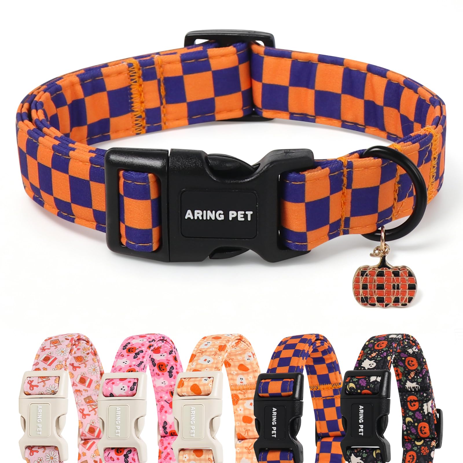 ARING PET Fall Dog Collar for Puppy Small Medium Large Dog-Checkered XL
