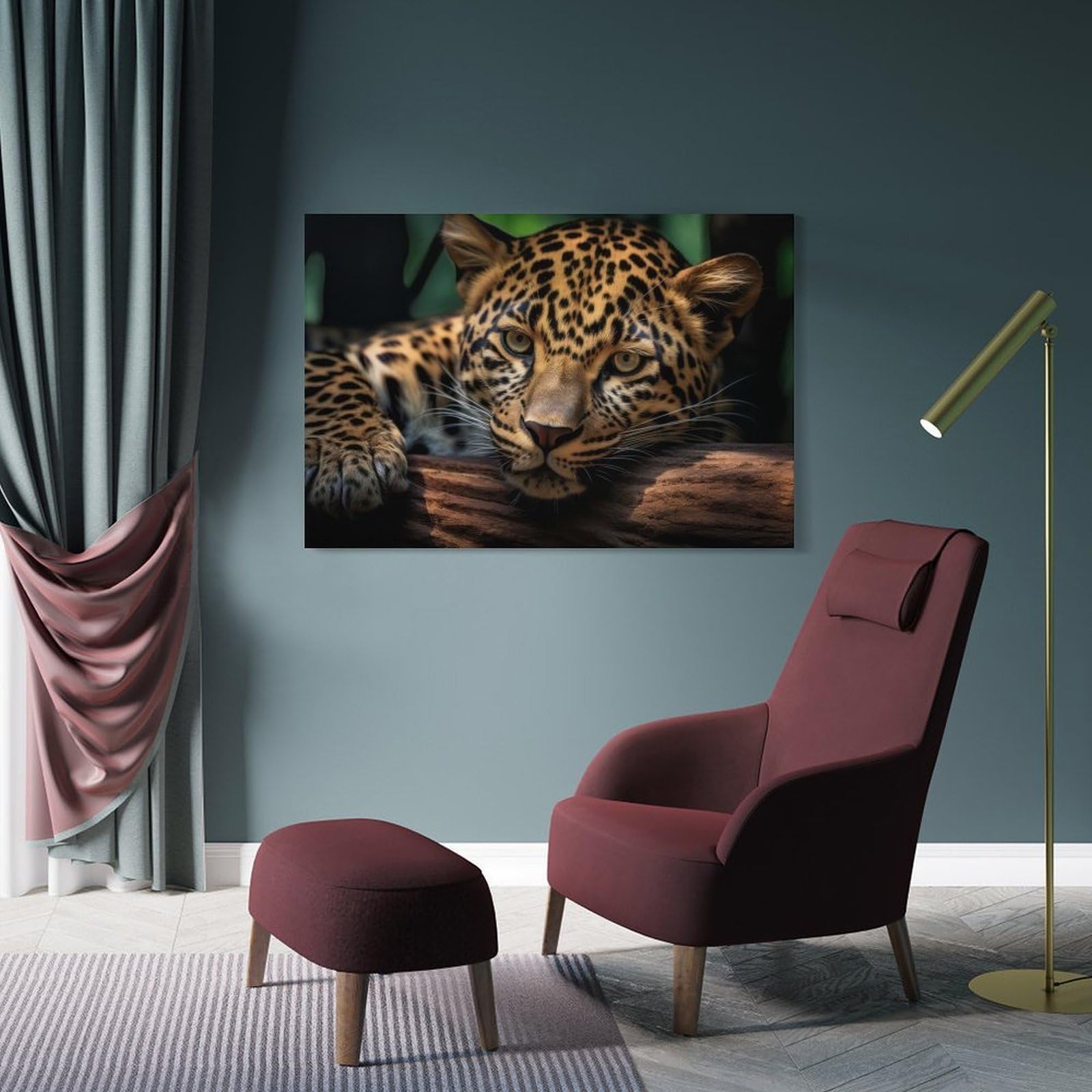 Junmoney Leopard Wildlife Photo Canvas Wall Decor, 24x36inch(60x90cm), for Home Lounge, Bedroom Or Reading Nook, Modern Wall Decor for Cosy Interiors