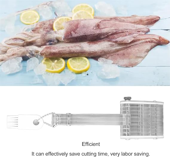 3mm Squid Cutter, Acrylic Time Labor Saving Cutter for Squid Cuttlefish Scallion Gizzard, Kitchen Tool with Commercial and Home Use