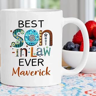 Personalized Best Son In Law Ever Ceramic Coffee Mug, Custom Name Son In Law Mug Gifts For Birthday Christmas, Funny Gifts For Son-in-law From Parents-in-law, Funny Tea Cup For Men Husband
