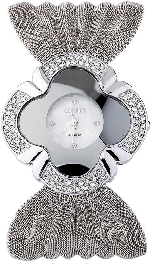 Women Wrist Watch Fashion Design ZONMFEI Flower Shape Silver Bracelet Watch