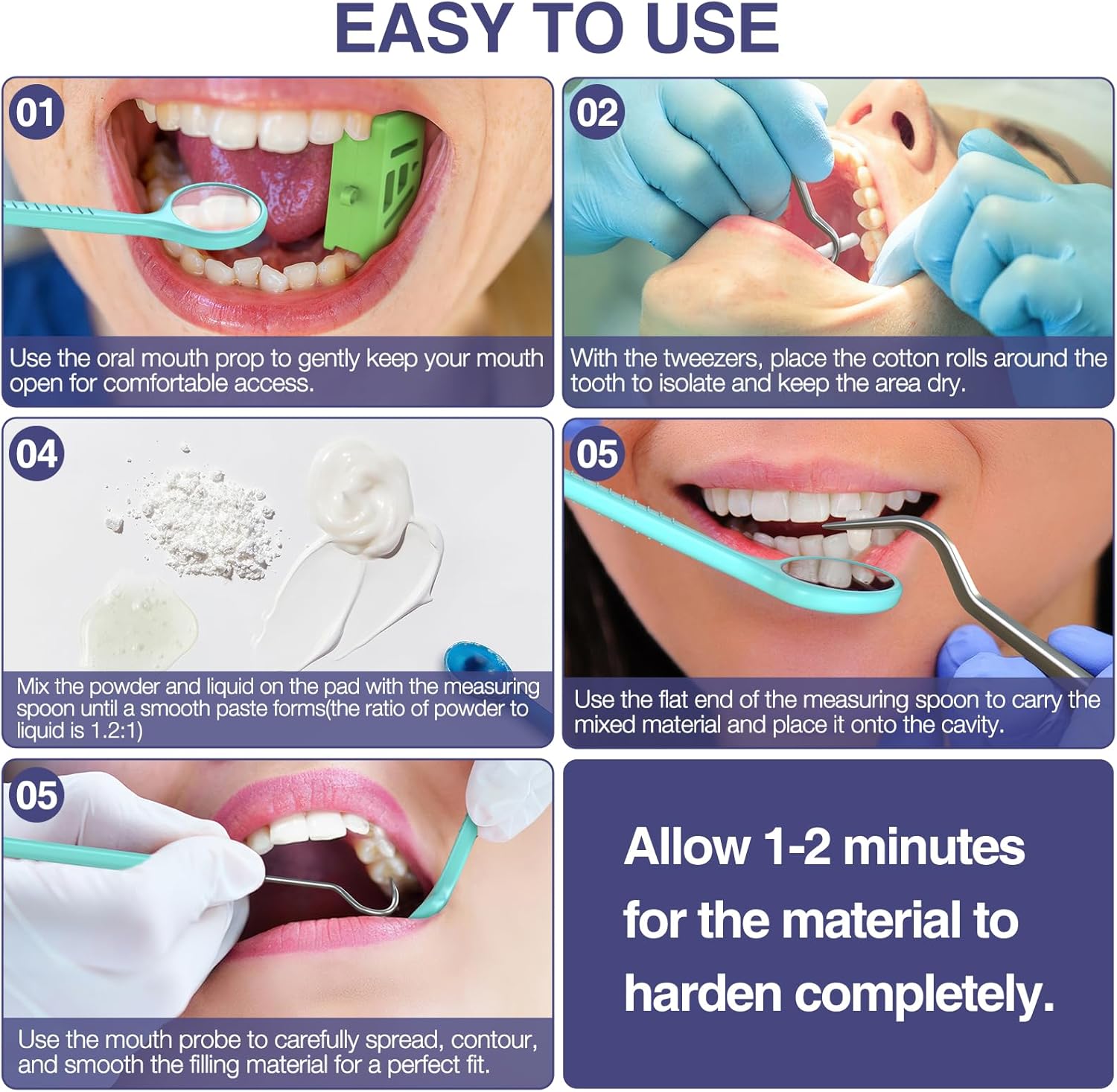 Zinc Oxide Eugenol Dental Cement Tooth Repair Kit for Broken Teeth, Temporary Filling for Crowns, Tooth Filler, Cavity Filler (Natural White)