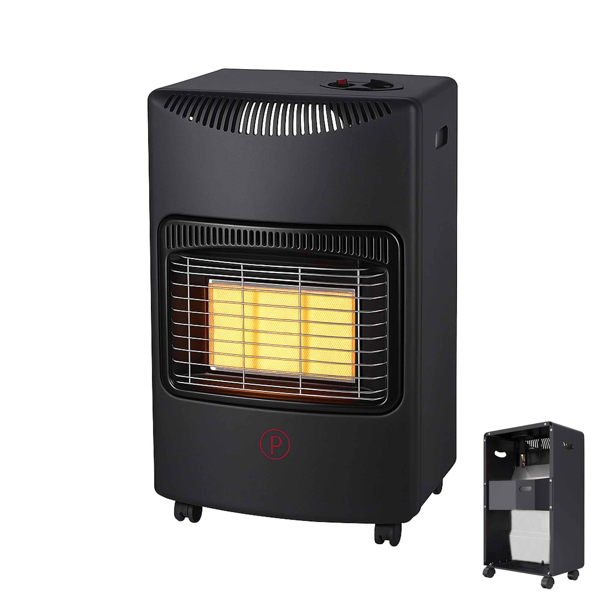 Stufa catalitica a Gas GPL a Infrarossi "ETNA" 4,2kW 3 Potenze con Accensione Piezo Elettrica Vano Porta Bombola Dispositivo di Sicurezza antiribaltamento, Controllo Fiamma e Livello Ossigeno