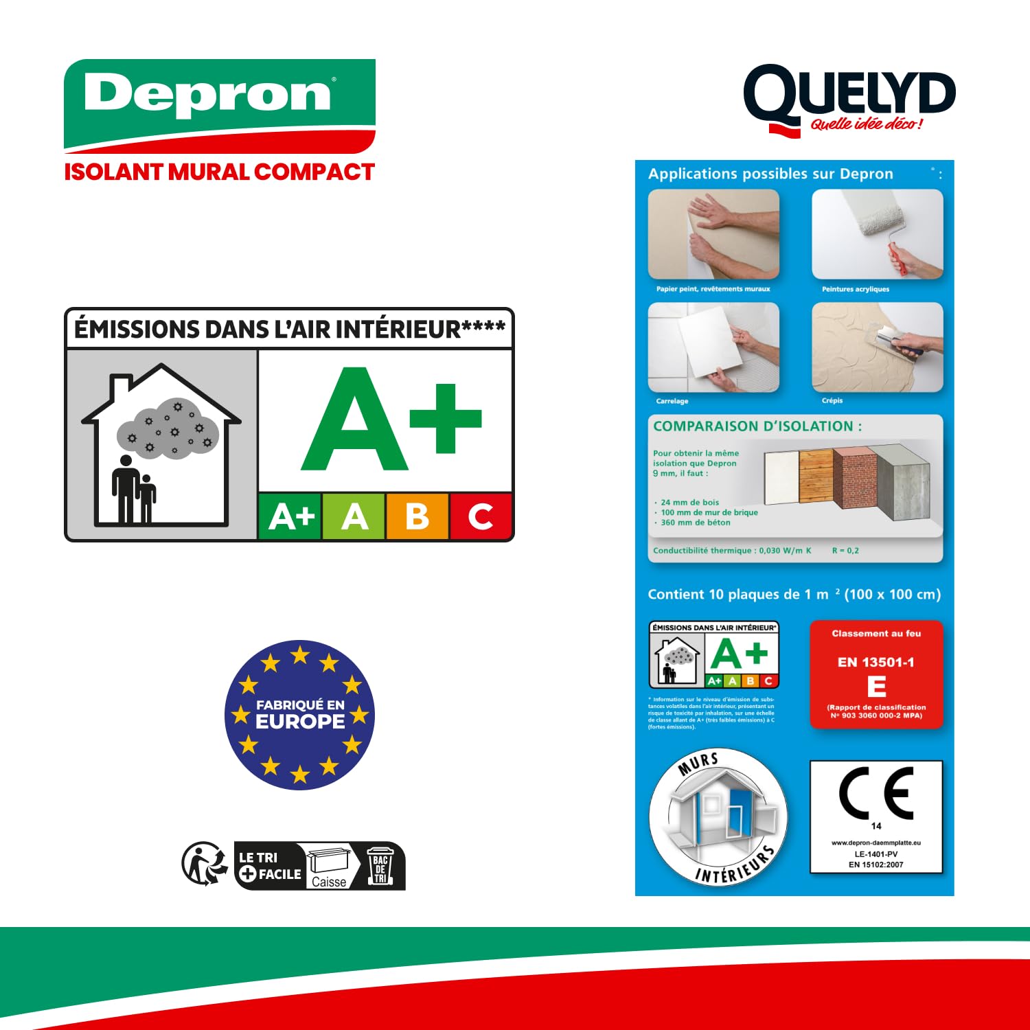 Quelyd Plaques DEPRON Format G9 – Épaisseur 9 mm – Plaque Isolation Thermique – Isolant Murs Intérieurs – Couleur : Blanc – 7 Plaques de 1 m² (100 x 100 cm)