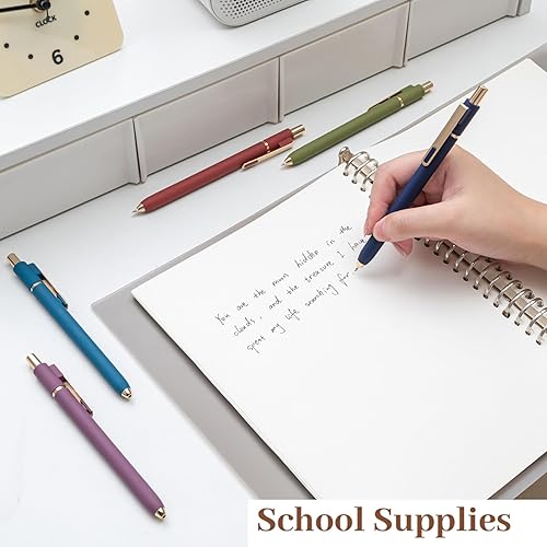 Miniatura 5 de Bolígrafos de gel de 0.020 in de tinta negra, retráctil, lindo bolígrafo para escritura suave, suministros de oficina escolar (vintage, 10 unidades)