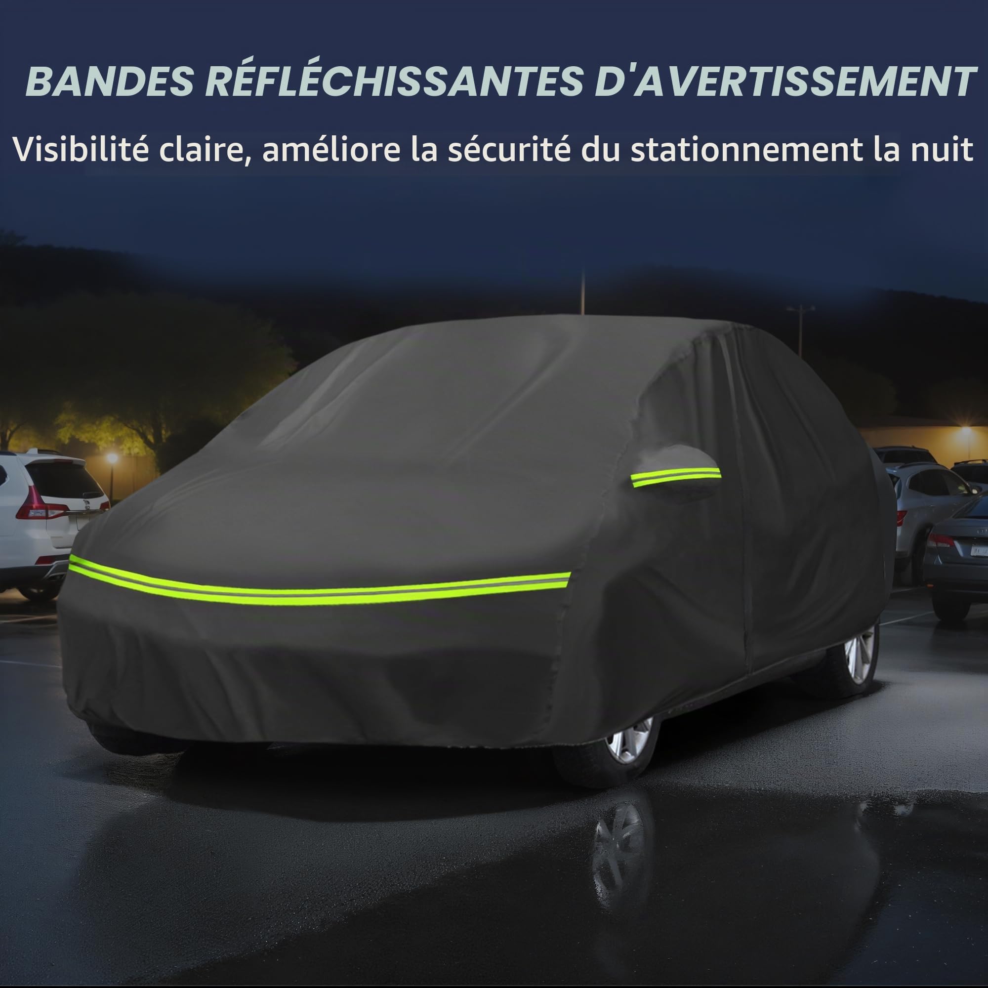 A ABSOPRO Housse Voiture pour Citroen Ds3 09-15 1pc Toutes Saisons | Matériau 210D-PU, Couleur Noir, Coupe-Vent, Protection Pluie Neige Soleil, Fermeture Éclair Conducteur