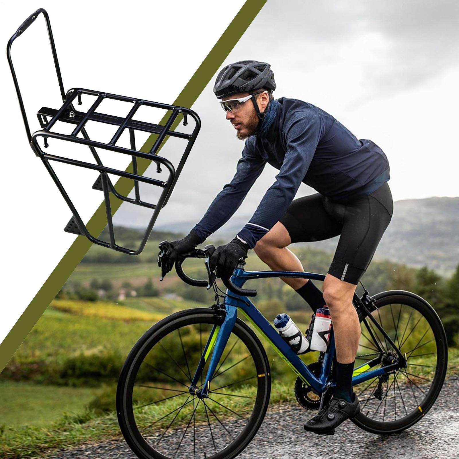Przedni Bagażnik Rowerowy Bagażowy Podnóżek Sprzęt Rowerowy | Aluminiowy Bagażnik Przedni Rowerowy Do Biwakowania, Backpackingu, Wędkarstwa, Fitnessu, Kolarstwa, Sportów
