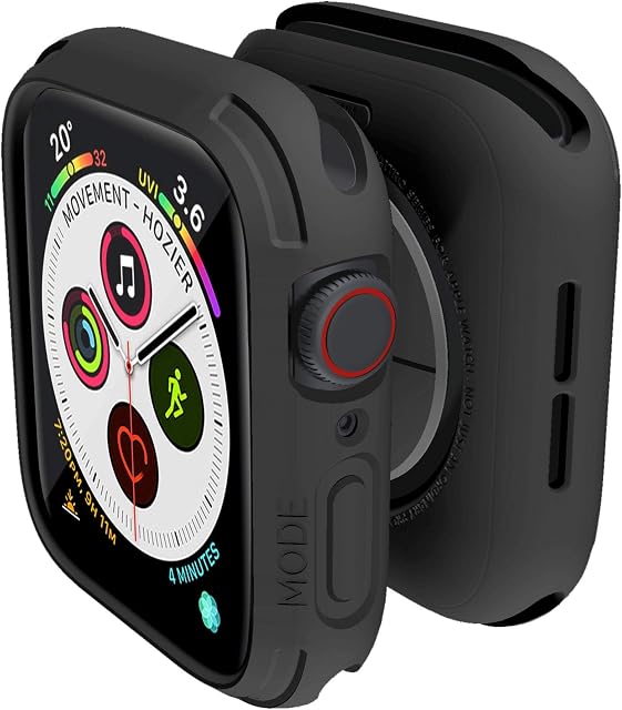 Compatible with Apple Watch Band 45mm 44mm Bumper Case, Elkson Quattro Rugged Men Bands for Apple Watch SE and iWatch Series 7 6 5 4 Cover, Sport Military Protective Cases Drop-Proof, Black