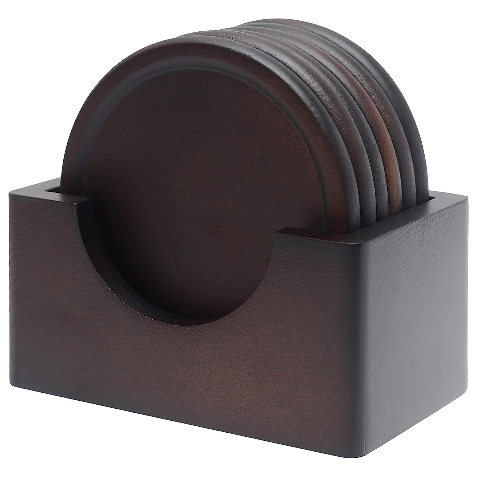 Wood Coaster, Natural Wooden 6-Piece Coaster, with Stand, for Organic Dinner Decoration core on Home Desk