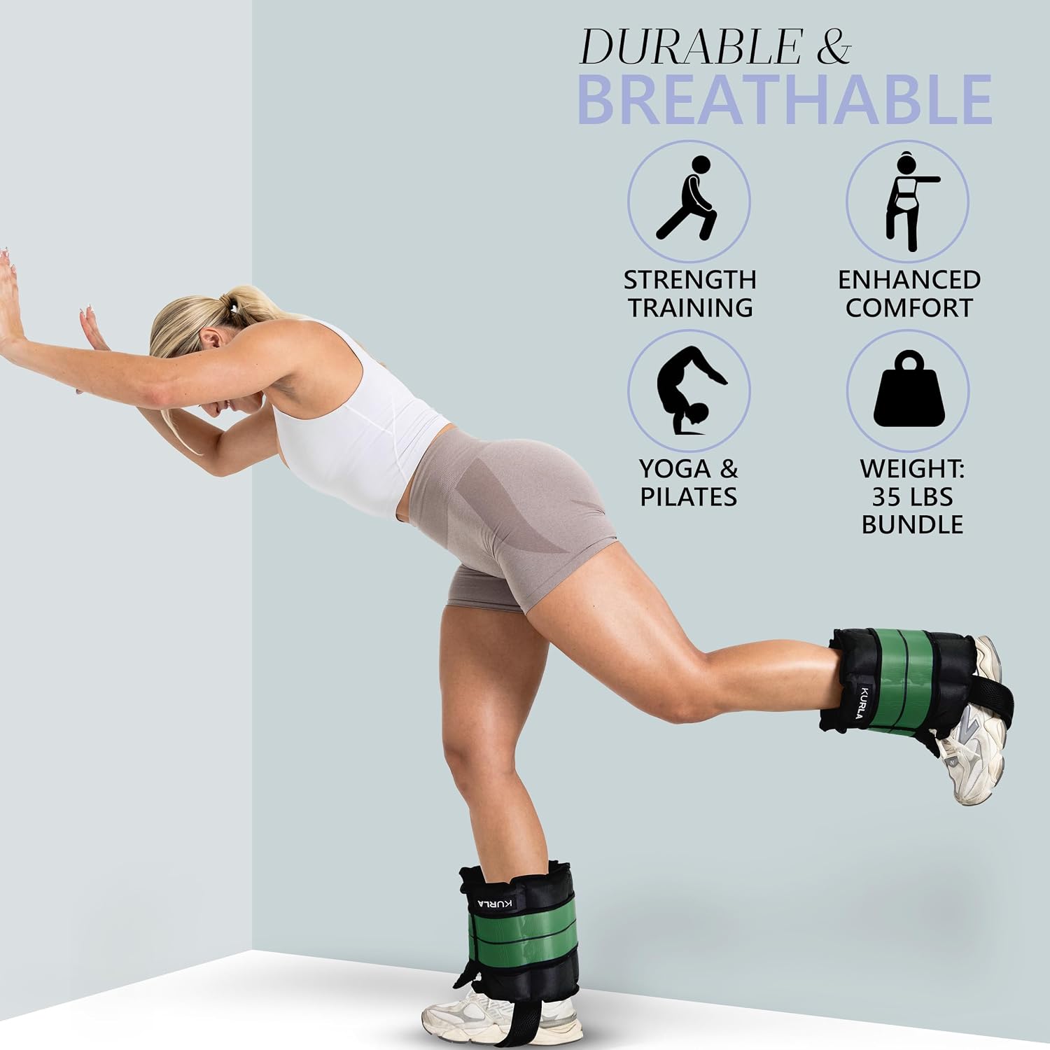 Heavy Ankle & Wrist Weights – 50/60/70/80 lbs Pair (25–40lbs - Each) | Dual Adjustable Secure Strap System | Patented Design | Ideal for Home Workouts, Pilates, Yoga, Glute Training