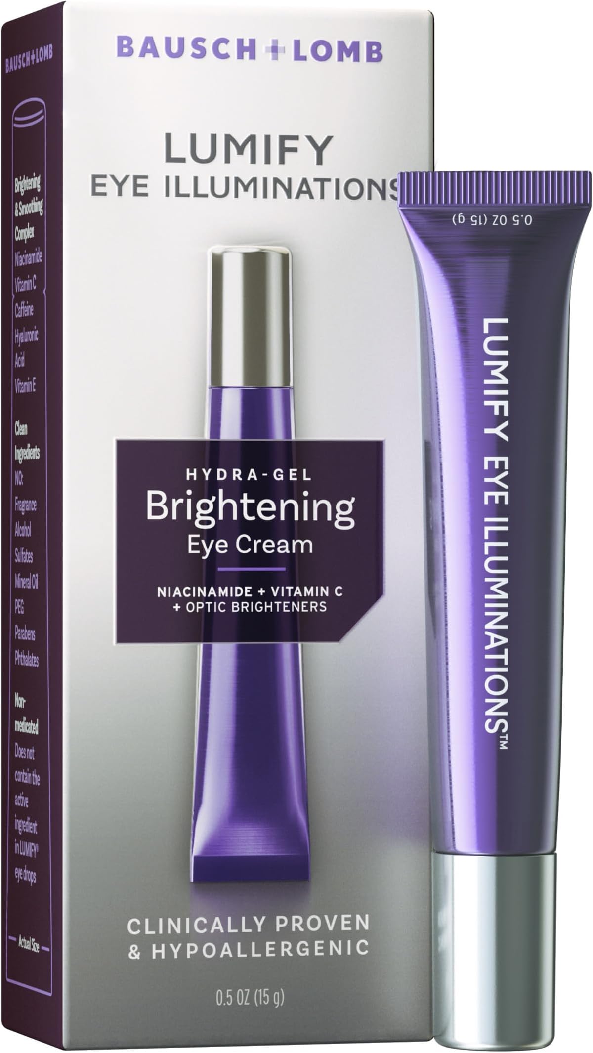 Eye Illuminations Hydra-Gel Brightening Eye Cream, Vitamin C, Caffeine, Niacinamide & Hyaluronic Acid to Brighten, Smooth & Reduce the Look of Fine Lines & Wrinkles, 0.5 Oz (15 g)