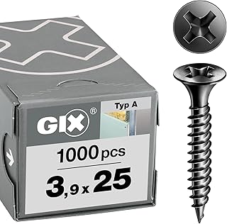 SPAX GIX-A Schnellbauschrauben 3,9 x 25 mm Feingewinde, 1000 Stück, Trompetenkopf, Kreuzschlitz-H2, Trockenbauschrauben für Gipskarton auf Metallständerwerk – 1091170390255