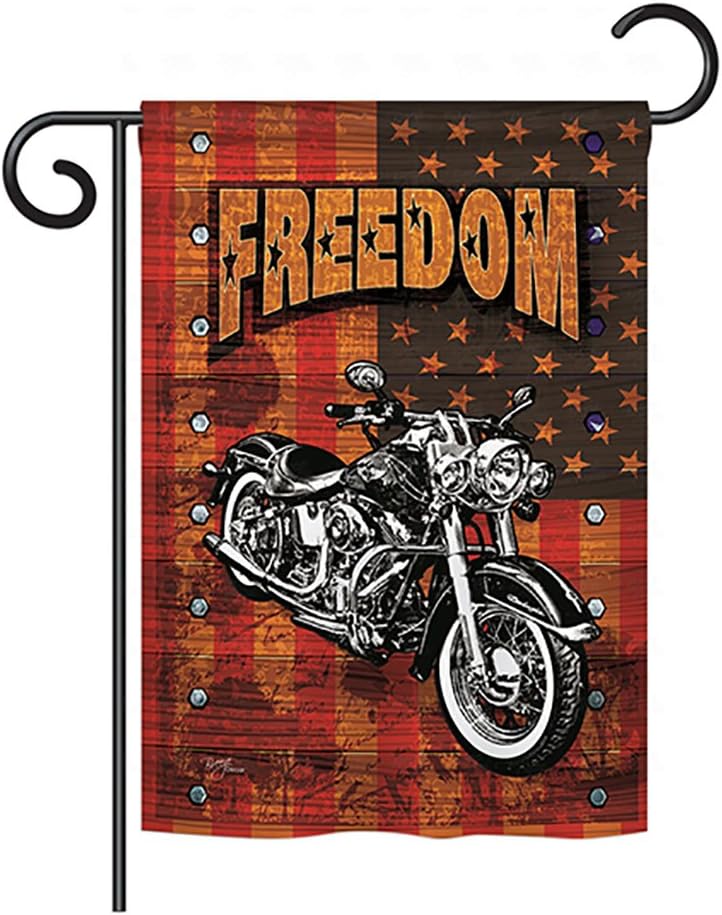 Motorcycle Decor American Flag Patriotic Outdoor Decorations Freedom Banner Home Lawn Room Wall Hanging Small Flags Forth of July Harley Davidson Tapestry Garden Yard Sign Vintage Gifts Made In USA