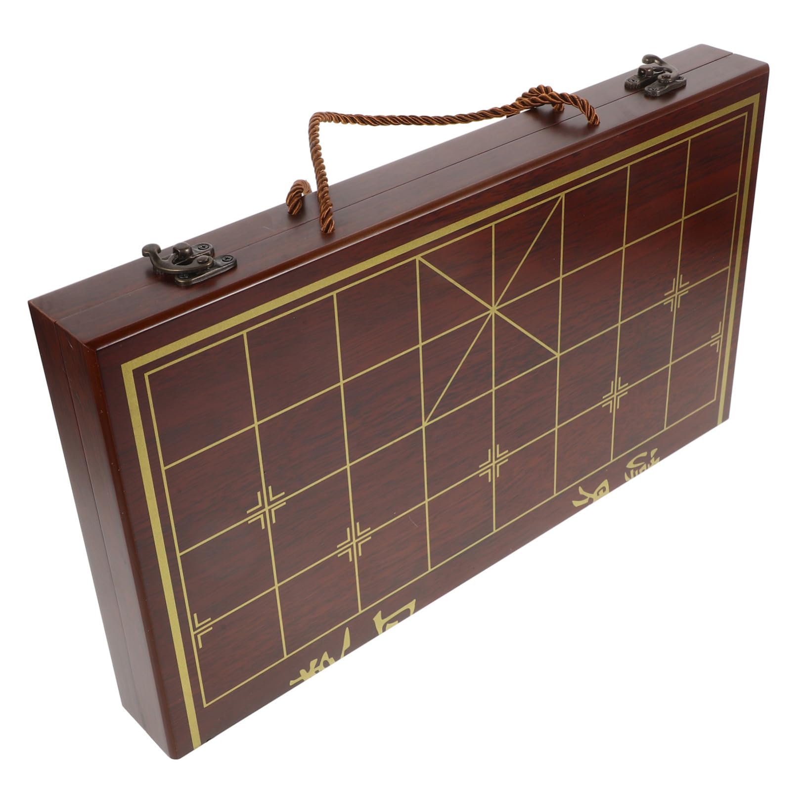 Abaodam 1Set Elegant Portable Wooden Chinese Chess Set Travel Friendly Design with Built Handle for Natural for Enthusiasts for All Skill Levels