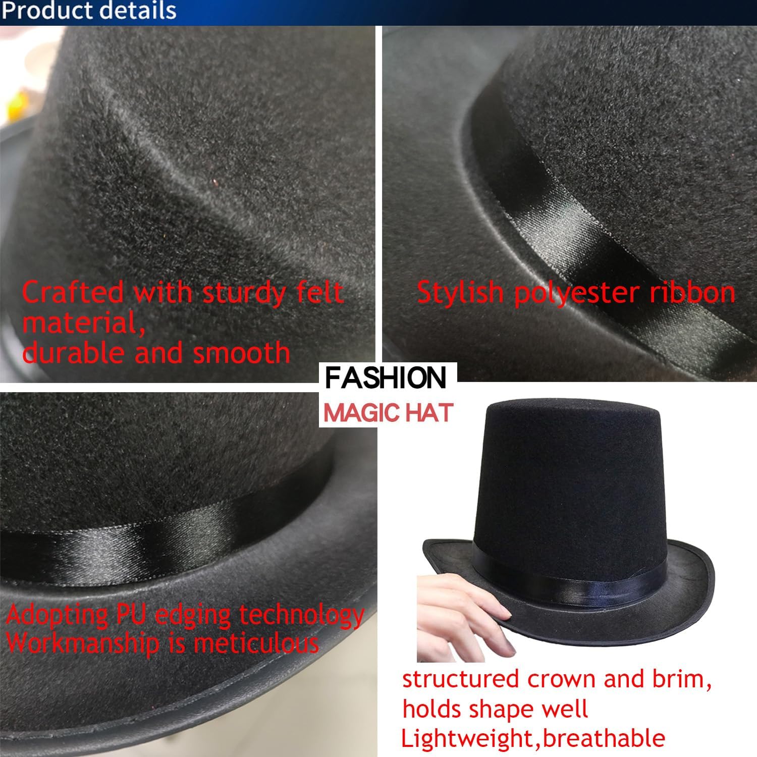 Magician Costume Accessories for Adult with Top Hat Set,Beard,Bow Tie, Magic Wand and Gloves for Magic Tricks Show Halloween Cosplay,1920s Men Accessories