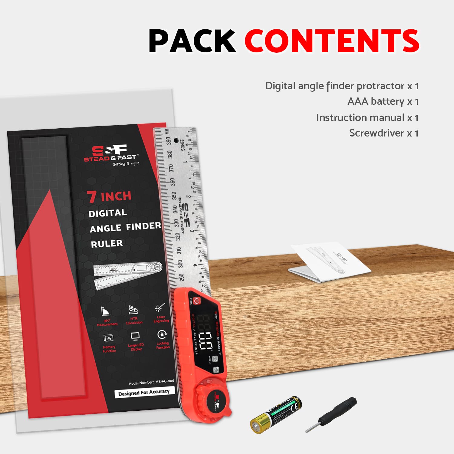 Buscador de ángulos digital de 7 pulgadas, calculadora de ángulo de sierra ingletadora