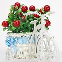Vista 3 de Moiitee Cesta de triciclo de flores artificiales para bicicleta, maceta nostálgica para bicicleta, decoración de jardín para decoración del hogar