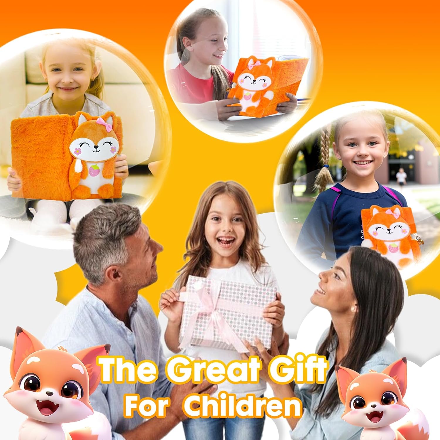 Fox Diary for Girls with Lock, Plush Fox Toys Gift for Teen Girls, Kids Fox Writing Journal Notebook, Birthday Gifts for Little Girls Ages 5 6 7 8 9 10-12 Year Old - Image 6