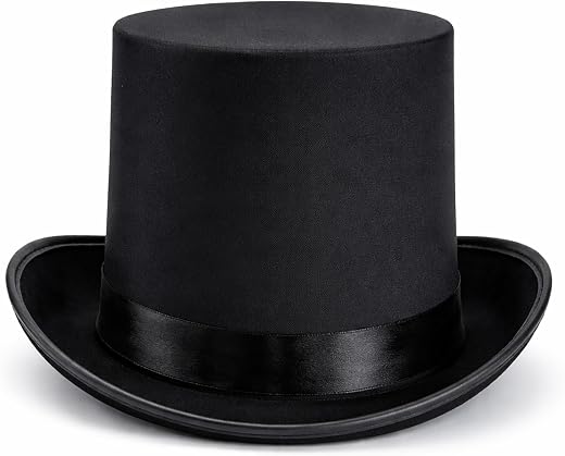 Tall Black Felt Top Hat Totò Uncle Scrooge Style - Fancy Fancy Dress Halloween Costume Accessory