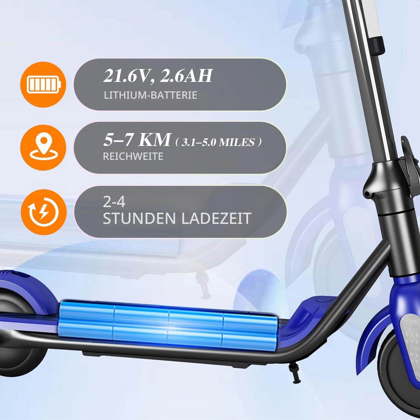 Elektroroller für Kinder von 6-12 Jahren, 6'' Faltbarer Elektroroller mit max. Geschwindigkeit 12 km/h, LED Farblichter & Display, Reichweite 5-8 km, Kinderroller mit Doppelbremssystem